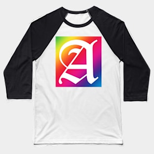 Rainbow White Letter A Baseball T-Shirt